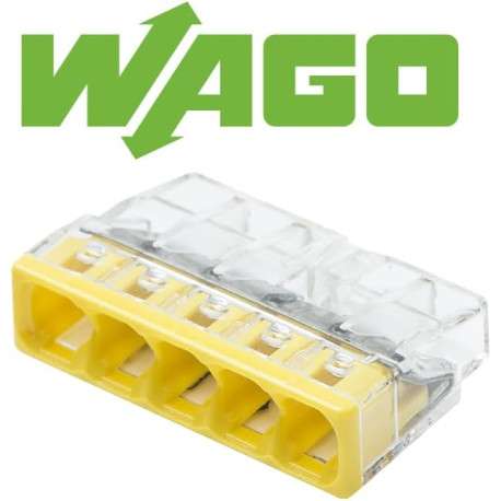 Wago Contact - Borne WAGO 2273 - 5 x 0,5 à 2,5mm² Transp. / Jaune - 2273-205
