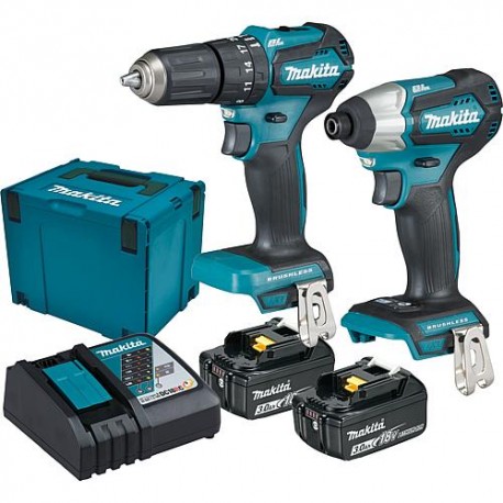 Kit sans fil MAKITA DLX2221JX2, 18V avec 2 x batteries Li-Ion 3,0 Ah et chargeur