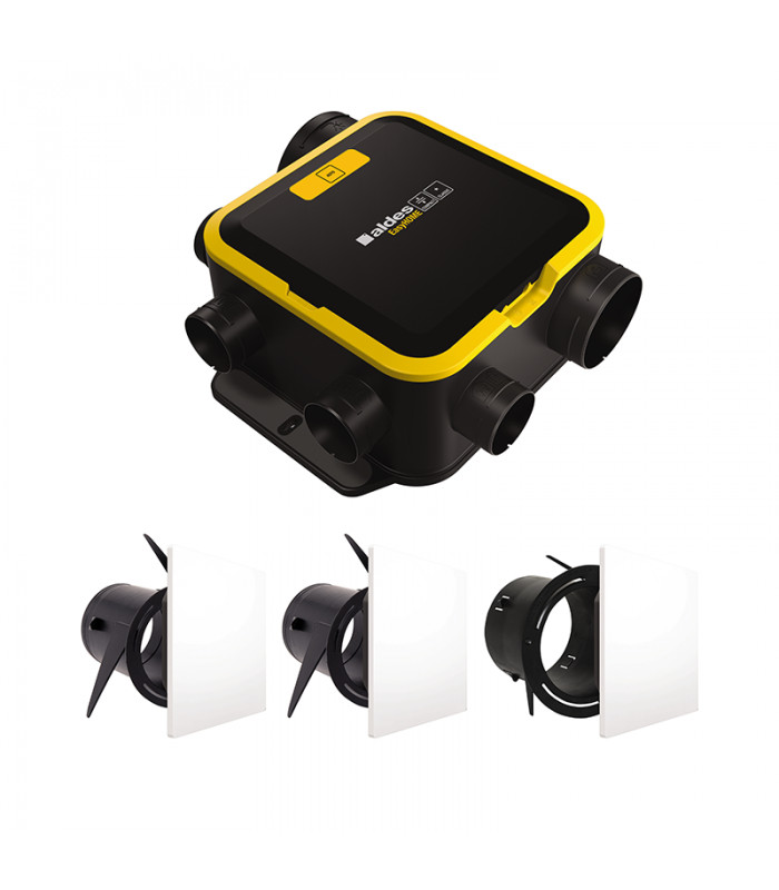 Aldes - Kit VMC simple flux EasyHOME Auto COMPACT + 3 grilles de ventilation ColorLINE - 11026036